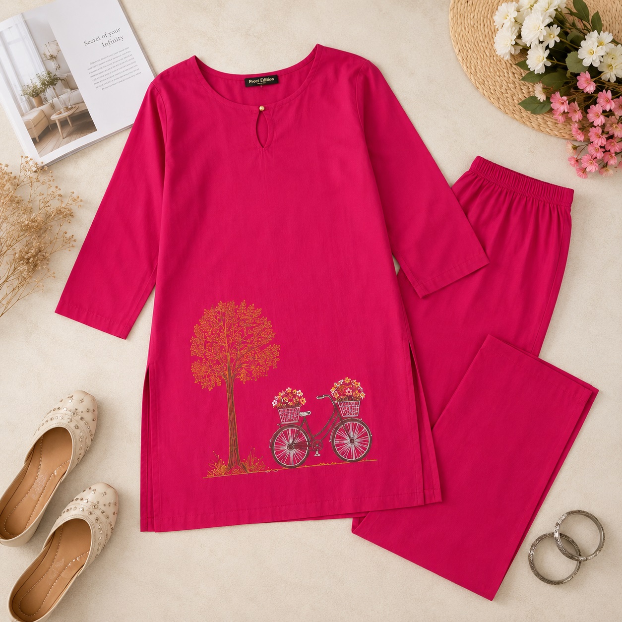 Bloom Pink Cotton Co-Ord Set - Image 4