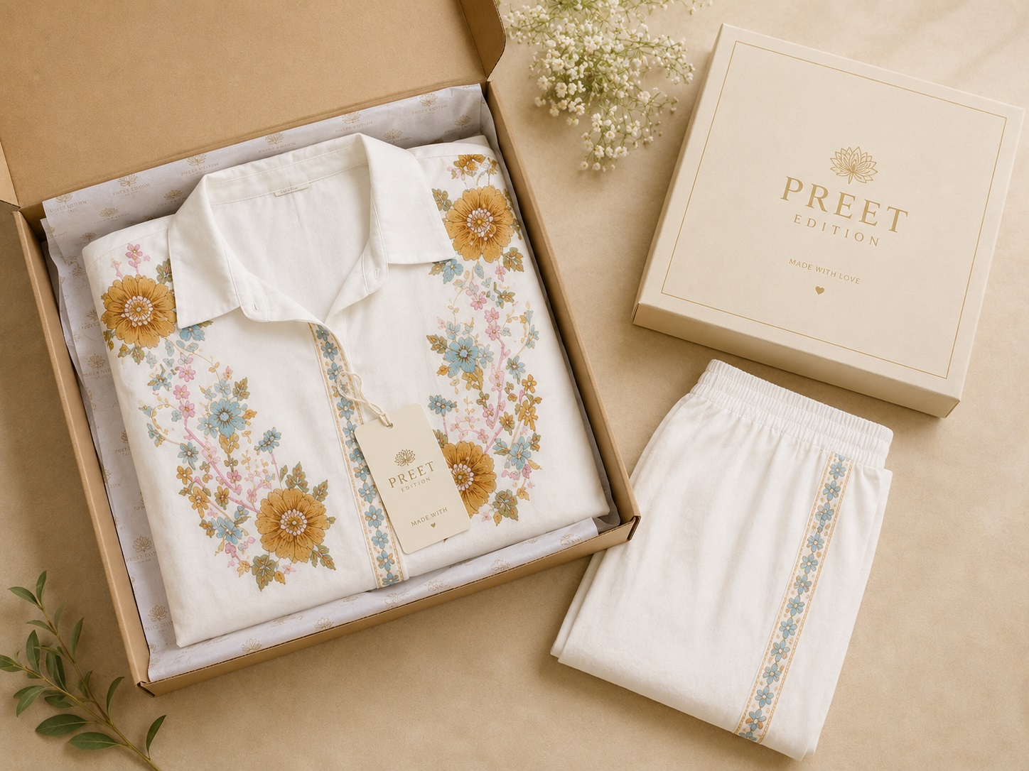 Ivory Floral Embroidered Cotton Co-Ord Set - Image 5