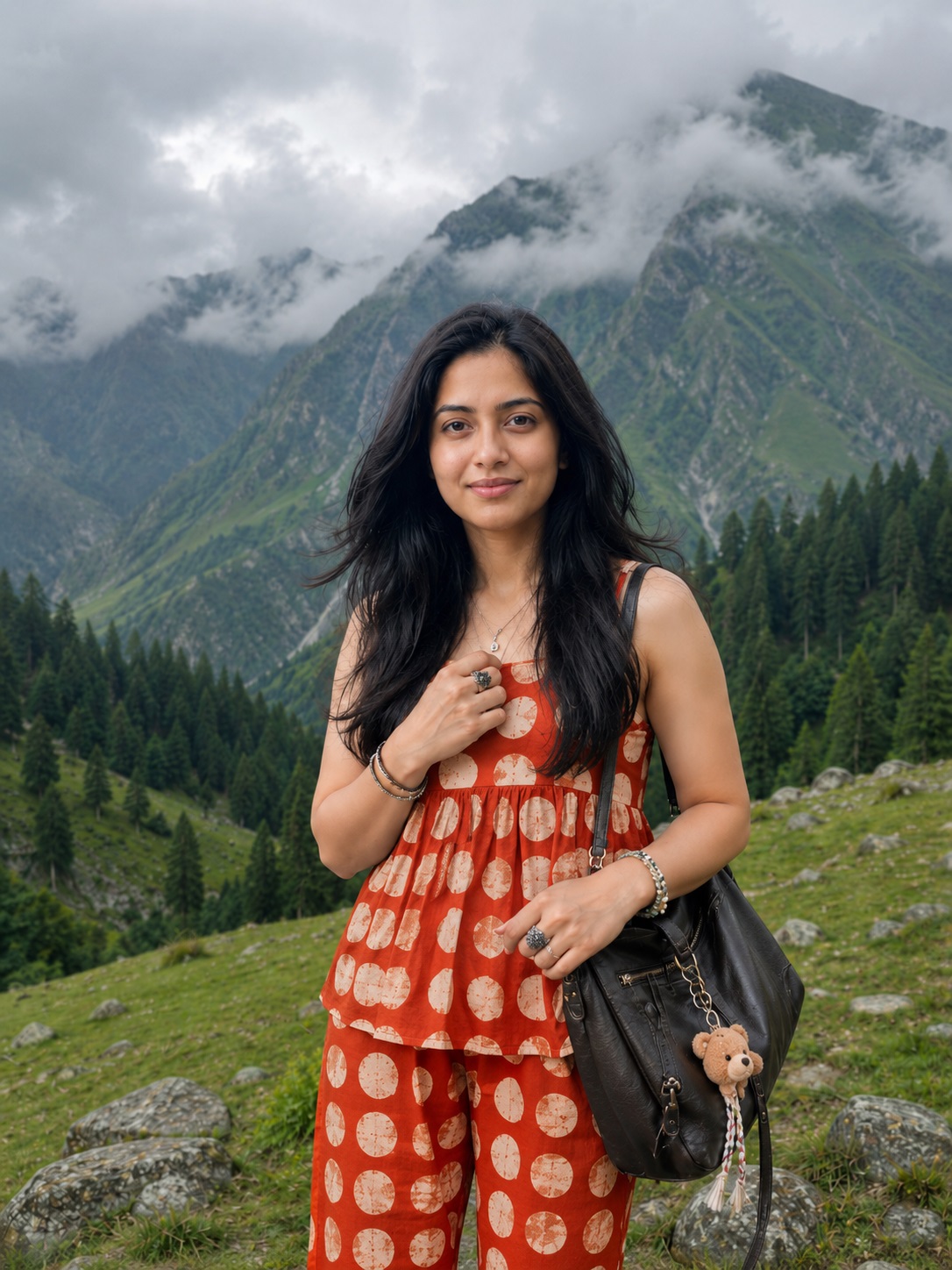 Rust Orange Polka Print Cotton Co-Ord Set for Women