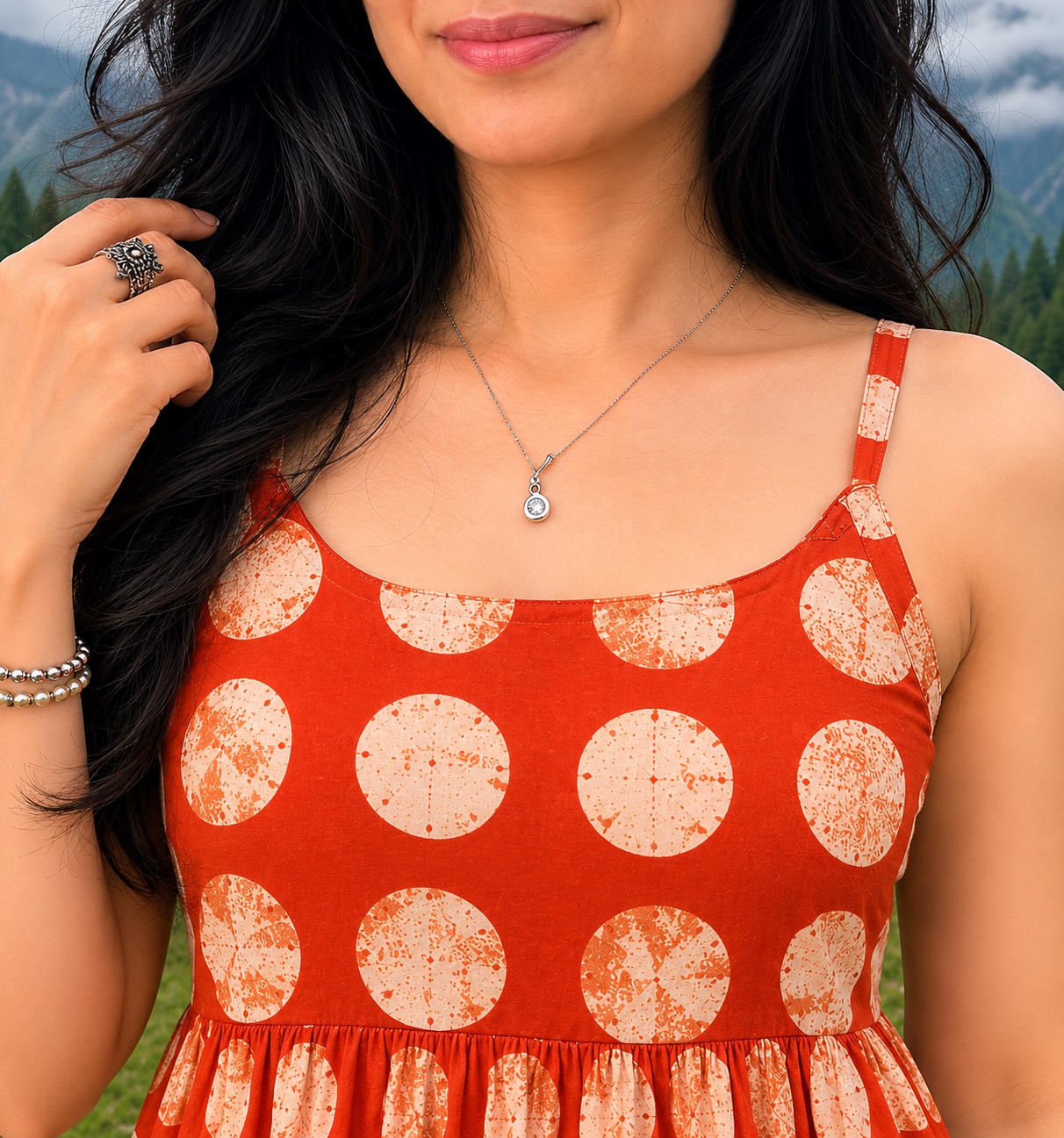 Rust Orange Polka Print Cotton Co-Ord Set for Women - Image 5