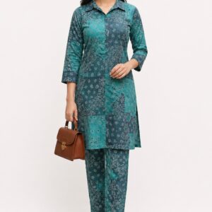 Women-Teal-Printed-Co-Ord-Set