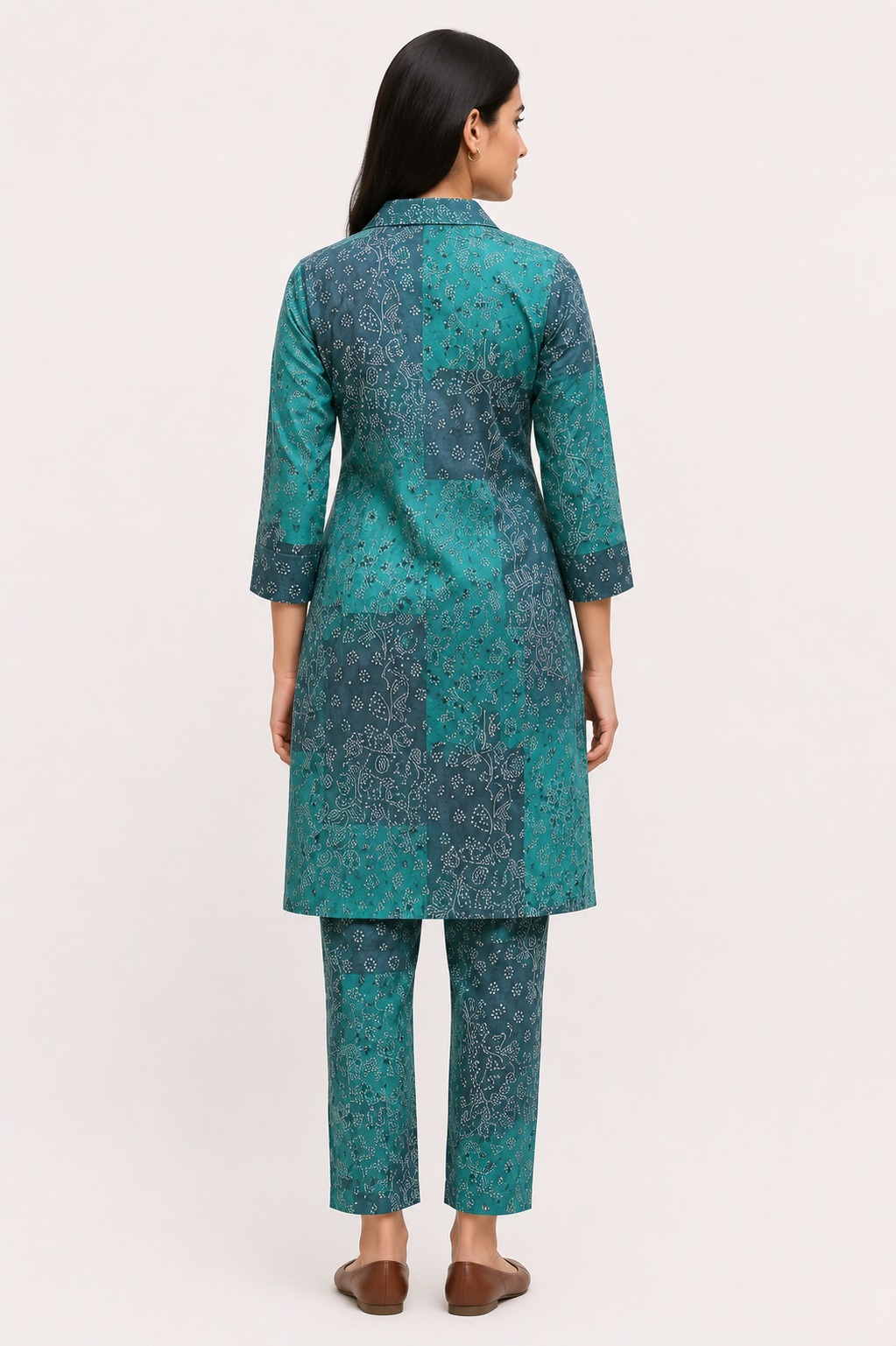 Elegant Teal Printed Women’s Co-Ord Set - Image 4