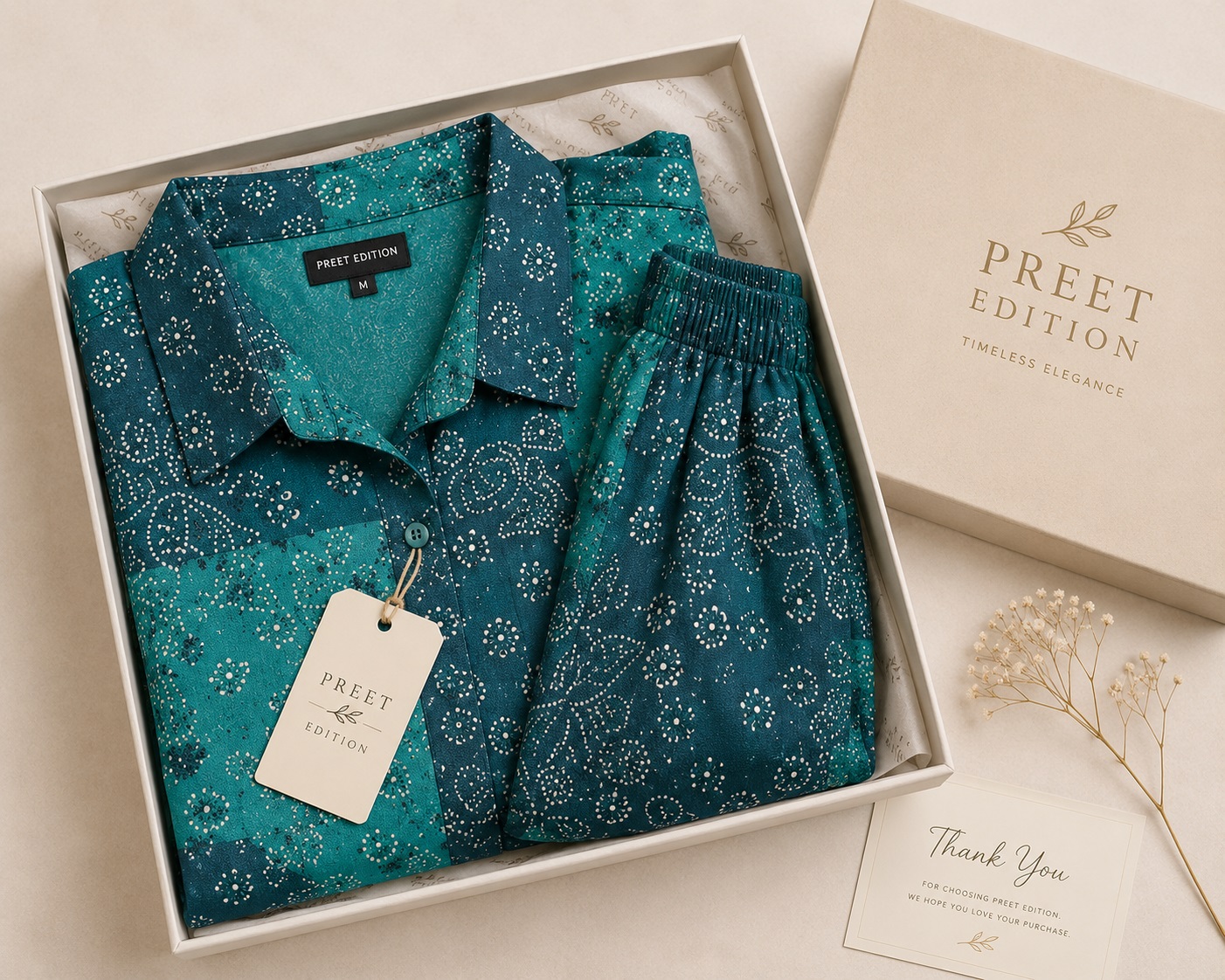 Elegant Teal Printed Women’s Co-Ord Set - Image 7