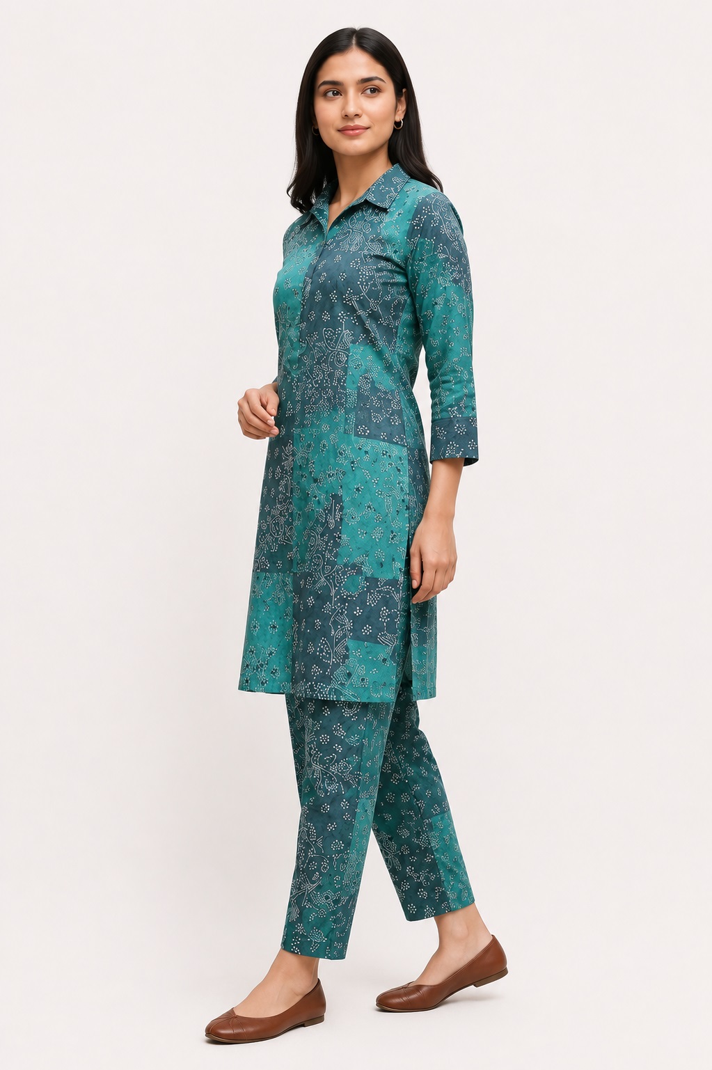 Elegant Teal Printed Women’s Co-Ord Set - Image 8